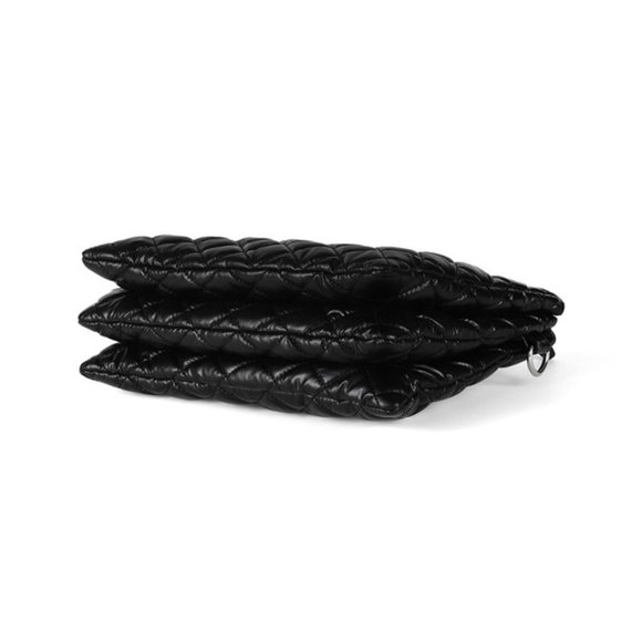 Quilted Puffy Crossbody W/ Silver Chain Décor Strap- Black- NWT - Picture 5 of 7